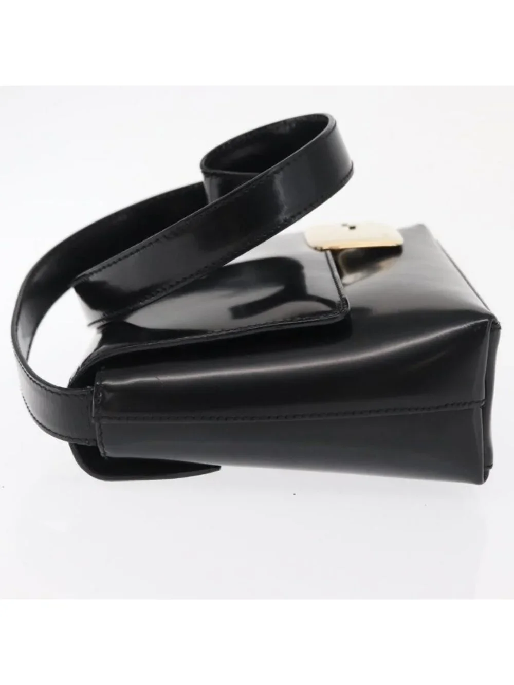 Authentic GUCCI Shoulder Bag Patent leather Black Gold 007 3444 0282 - Picture 11 of 16